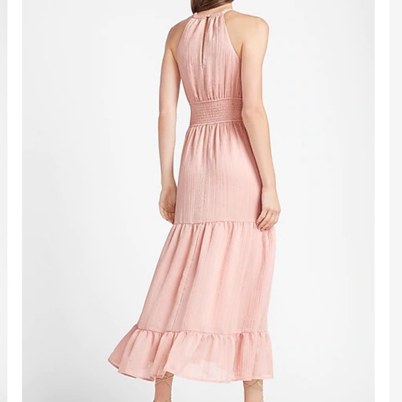 Tiered Smocked Waist Halter Neck Dress- EXPRESS - Picture 2 of 3